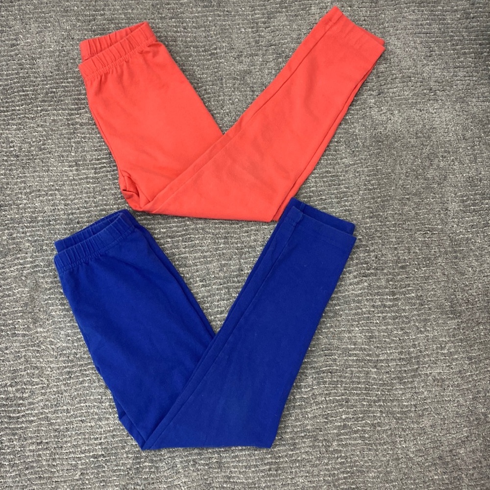 Coral orange and blue pants